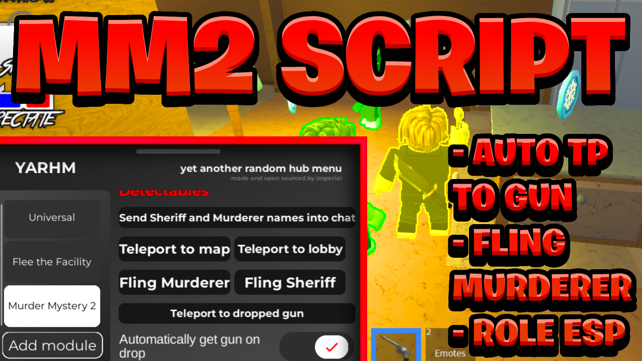 [BEST OP] Murder Mystery 2 Script Pastebin – (ROBLOX) *Fling All & Auto TP To Gun*