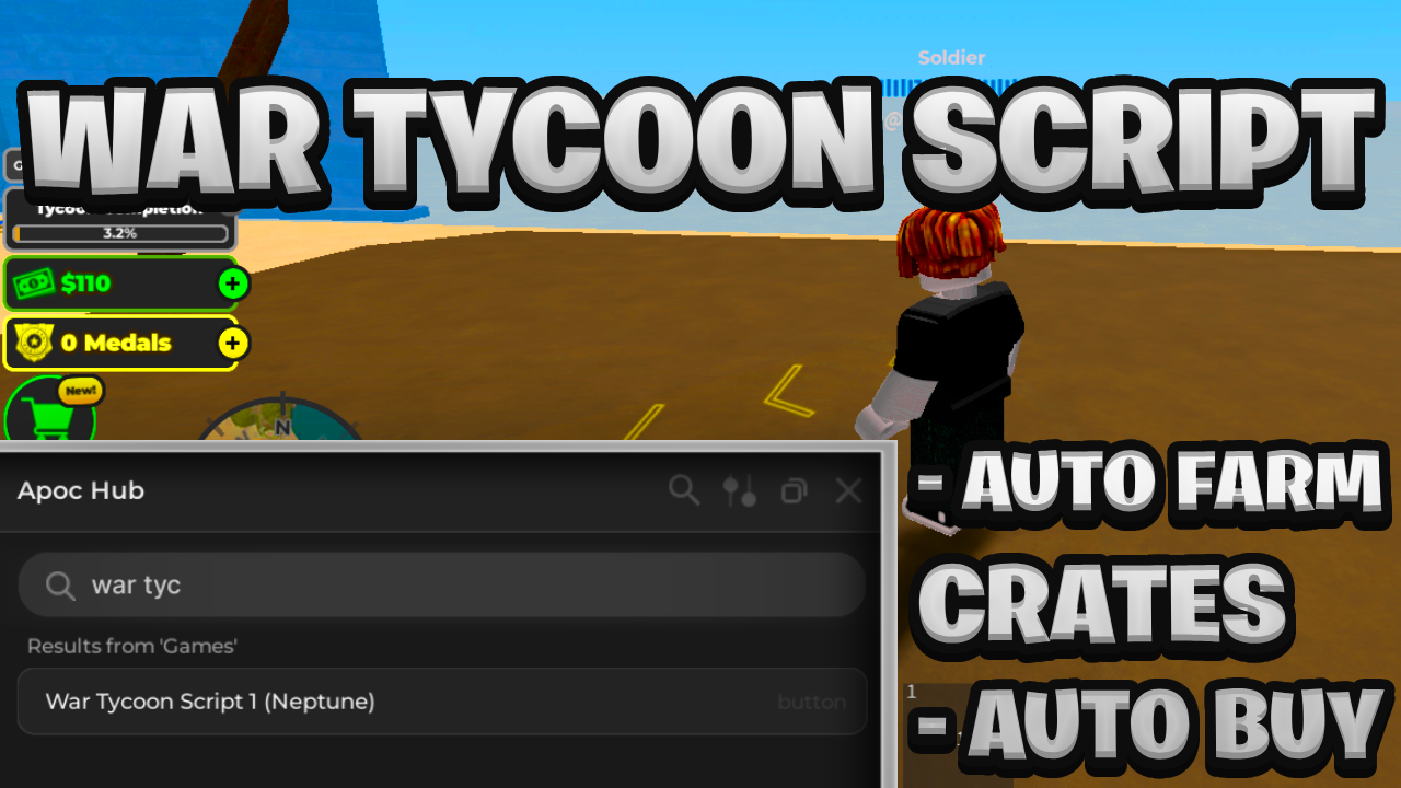 [BEST NEW] War Tycoon Script Pastebin – (ROBLOX) *Auto Farm Crates* Exploit