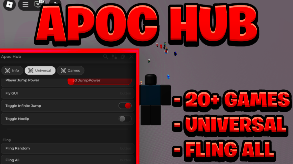 [NEW & UPDATED] Universal Apoc Hub FE Script Pastebin – (ROBLOX) *Fling All* 20+ Games