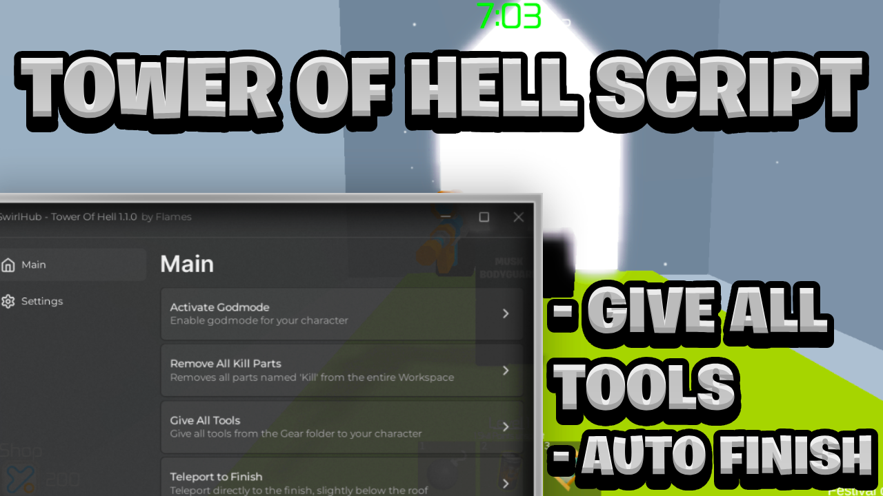 [NEW BEST] Tower Of Hell Script Pastebin – (ROBLOX) *Auto Finish & Give All Tools*