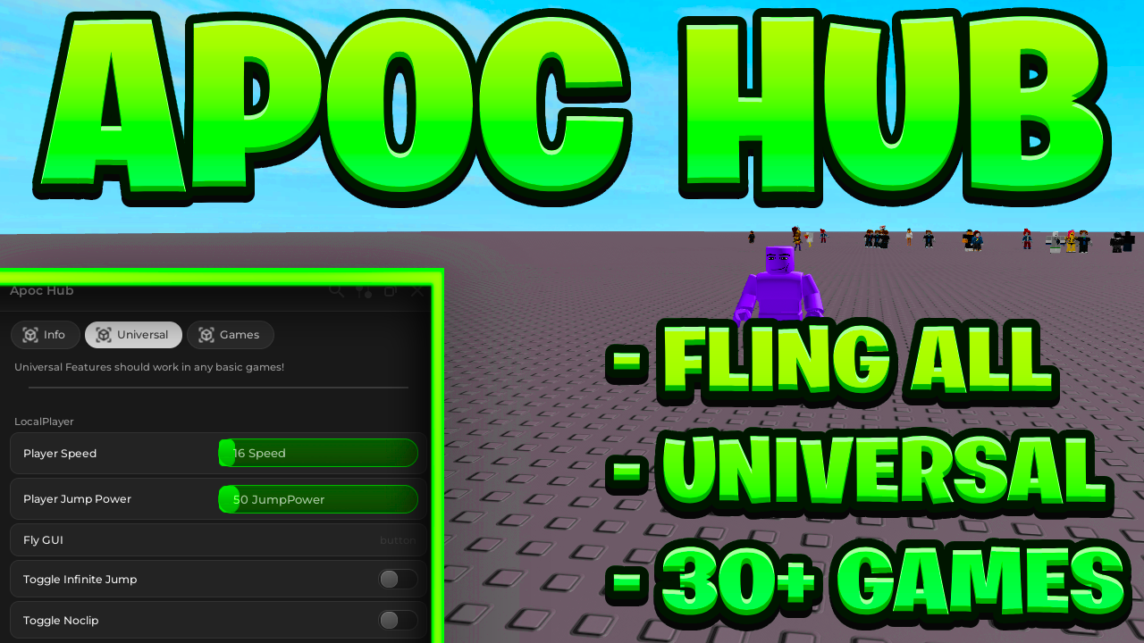 [UPDATED NEW] Universal Apoc Hub FE Script Pastebin – (ROBLOX) *Fling All* 30+ Games