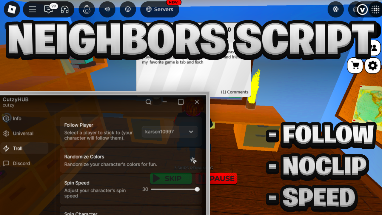 [NEW OP] Neighbors Script Pastebin – (ROBLOX) *Noclip, Speed & Fly* Exploit