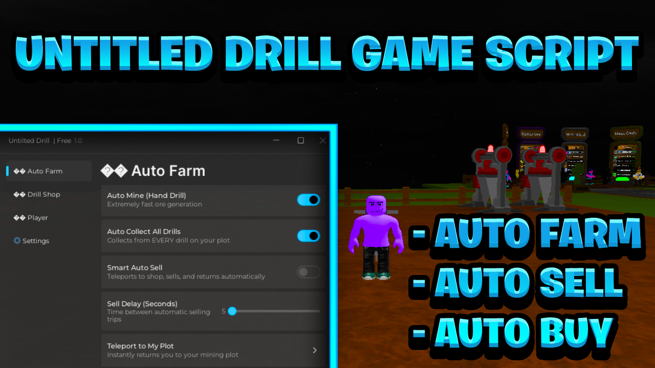 [NEW OP] Untitled Drill Game Script Pastebin – (ROBLOX) *Auto Farm & Auto Buy* Exploit
