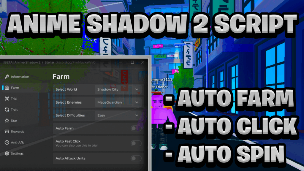 [NEW OP] Anime Shadow 2 Keyless Script Pastebin – (ROBLOX) *Auto Farm* Exploit