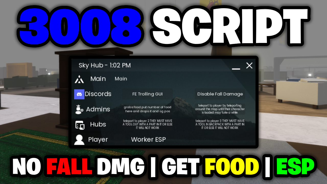 [⭐OP] 3008 Script – *No Fall Damage, Get Food, ESP & More* ROBLOX