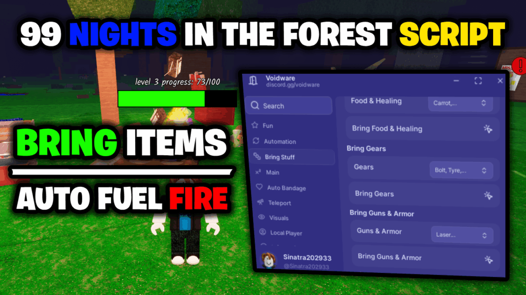 [🌲BEST] 99 Nights In The Forest Script – *Bring All Items & Auto Fuel Fire* ROBLOX