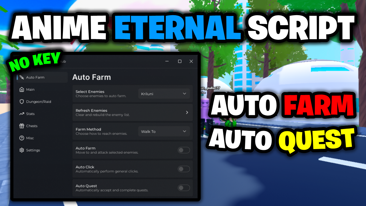 [🔑 NO KEY] Anime Eternal Script – *Auto Farm, Auto Quest & More* ROBLOX