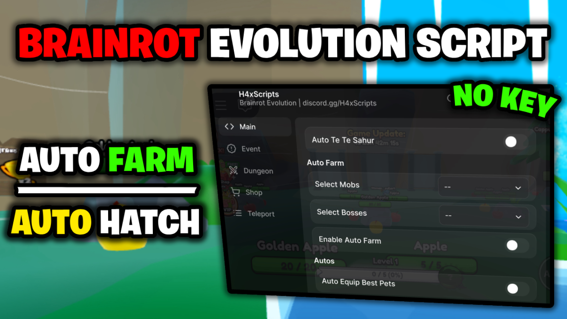 [🔑NO KEY] Brainrot Evolution Script – *Auto Farm & Auto Hatch* ROBLOX