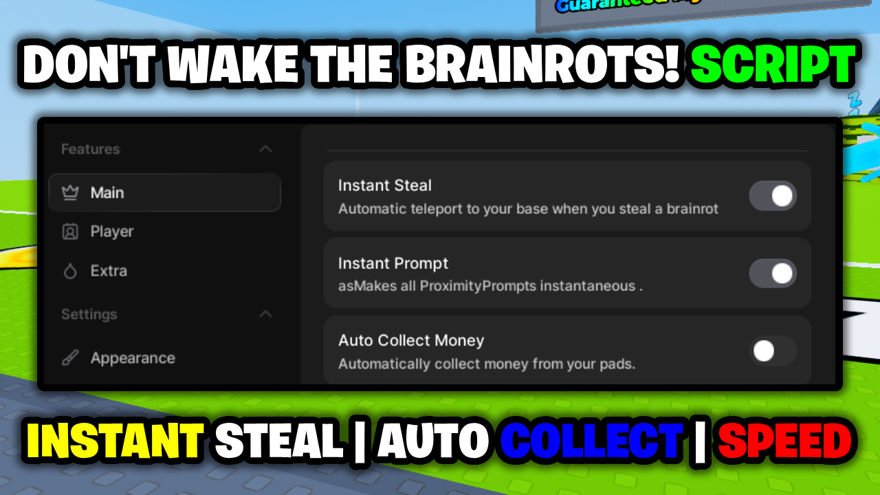 [🔑NO KEY] Don’t Wake The Brainrots! Script – *Instant Steal & Auto Collect* ROBLOX