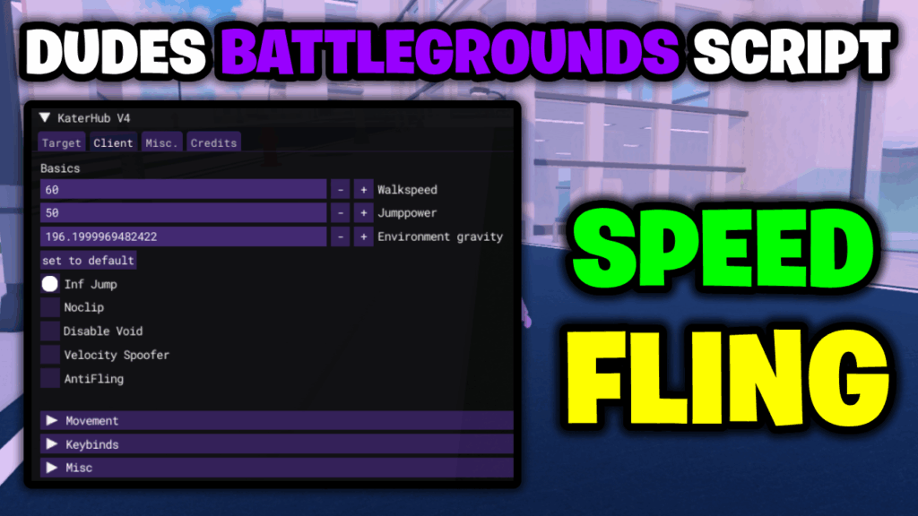 [OP💎] Dudes Battlegrounds Script – *Speed, Fling, Fly & More* ROBLOX