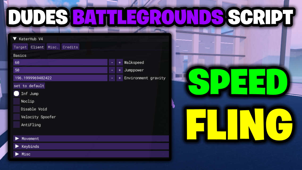 [OP💎] Dudes Battlegrounds Script – *Speed, Fling, Fly & More* ROBLOX