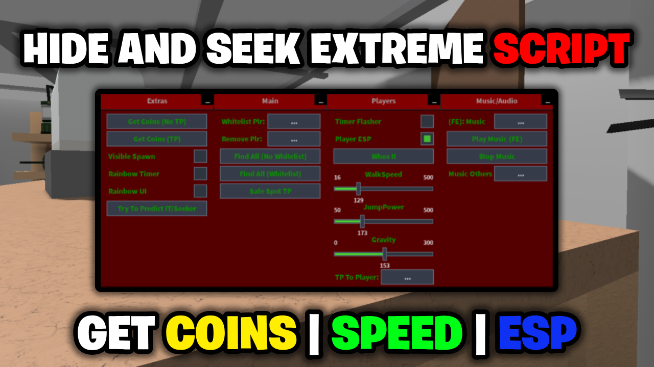 [OP💎] Hide And Seek Extreme Script – *Get Coins, Speed, ESP & More* ROBLOX