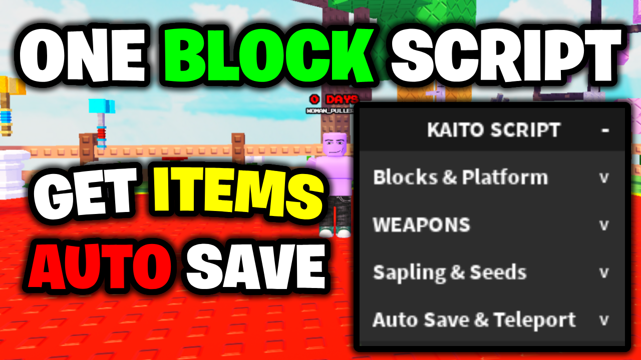 [🔑NO KEY] One Block Script – *Get Items, Auto Save & More* ROBLOX