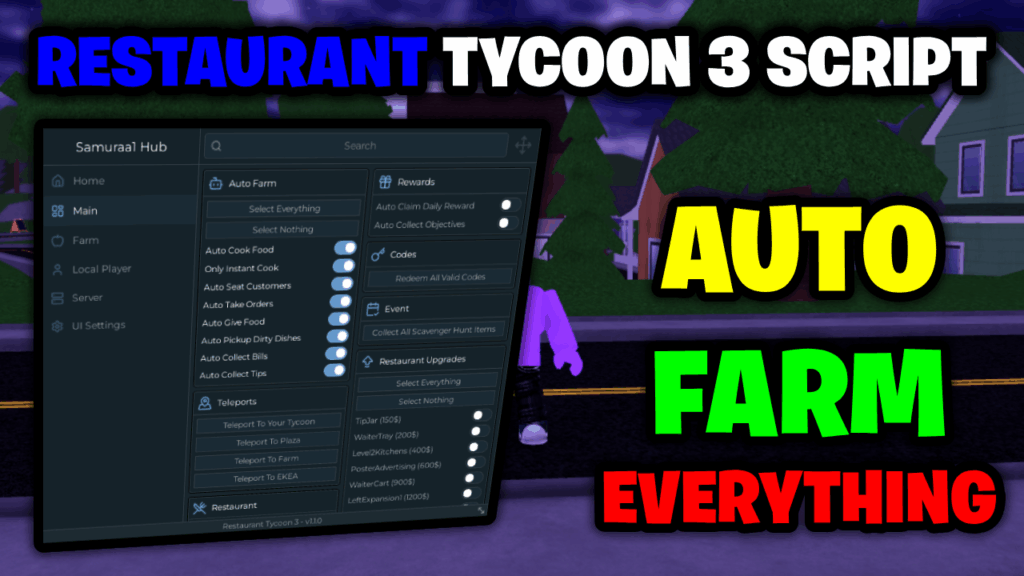 [BEST🧑‍🍳] Restaurant Tycoon 3 Script – *Auto Farm & More* ROBLOX (NO KEY!)
