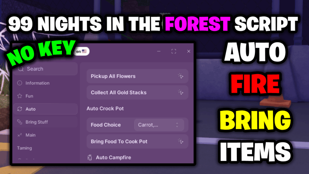 [🔑NO KEY] 99 Nights In The Forest Script – *Bring Items & Kill Aura* ROBLOX