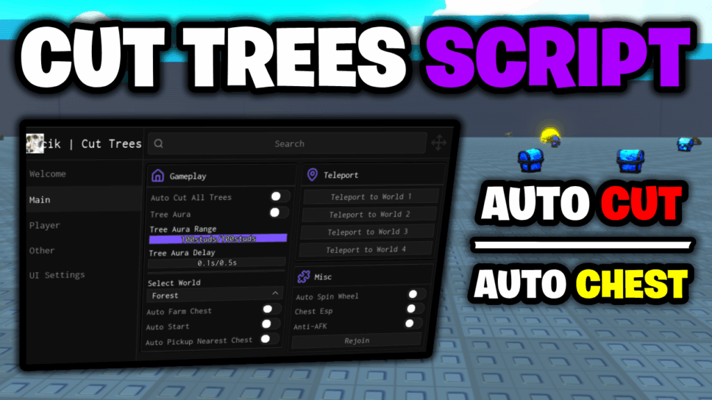 [🔑NO KEY] Cut Trees Script – *Auto Farm & Auto Chests & More* ROBLOX