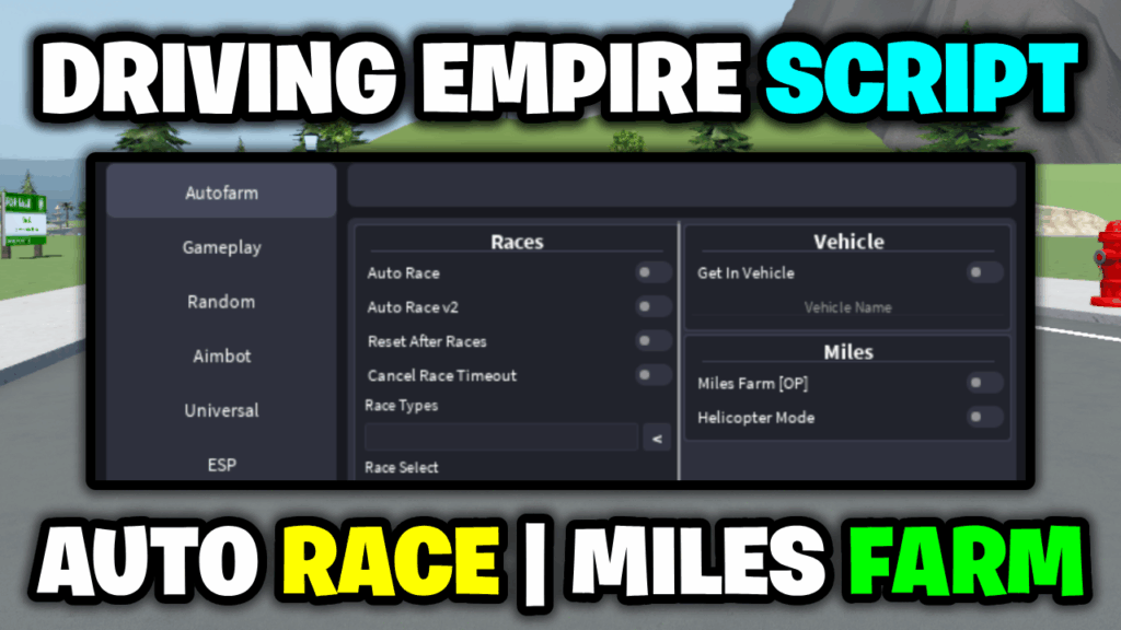 [OP💸] Driving Empire Script – *Auto Race & Miles Farm* ROBLOX