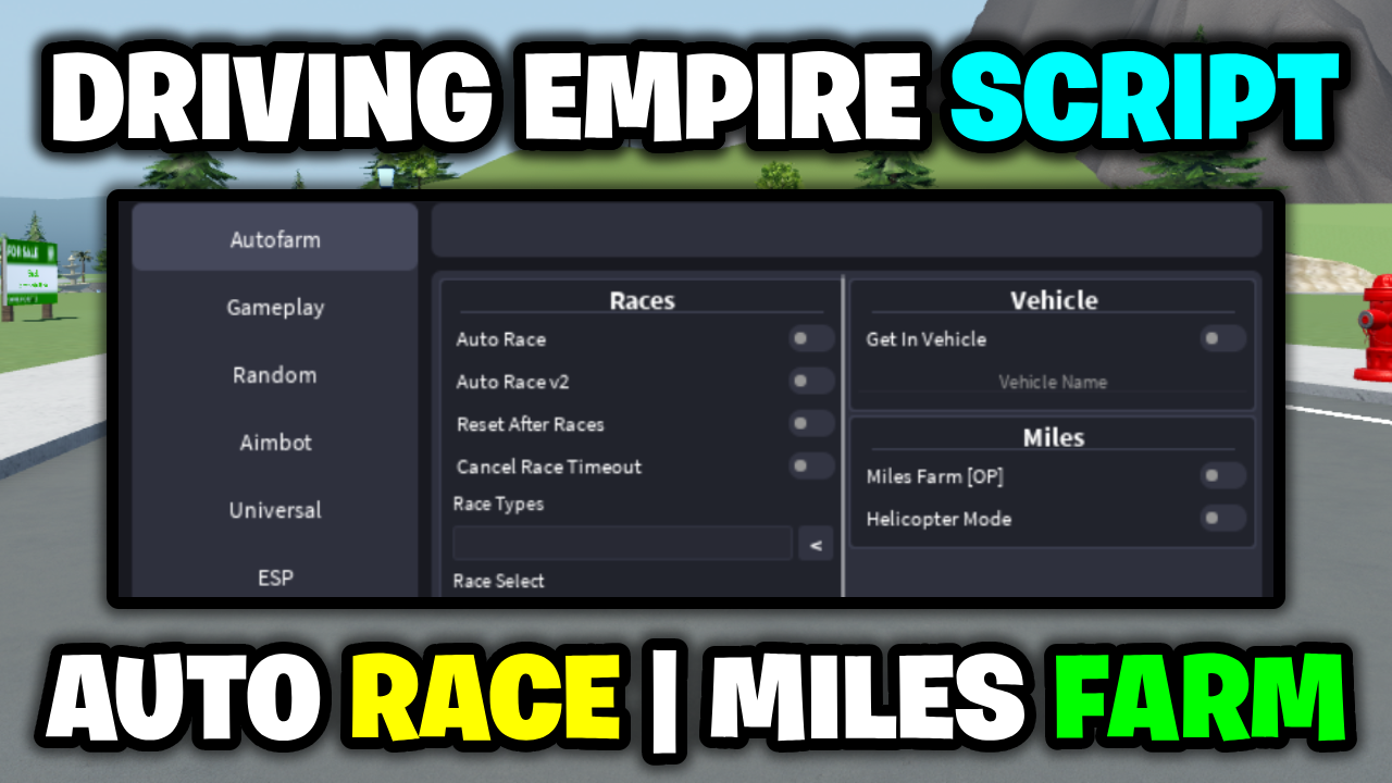 [OP💸] Driving Empire Script – *Auto Race & Miles Farm* ROBLOX