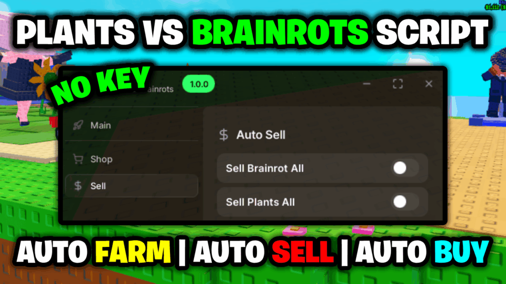 [🌱NO KEY] Plants Vs Brainrots Script – *Auto Farm, Auto Sell & More* ROBLOX