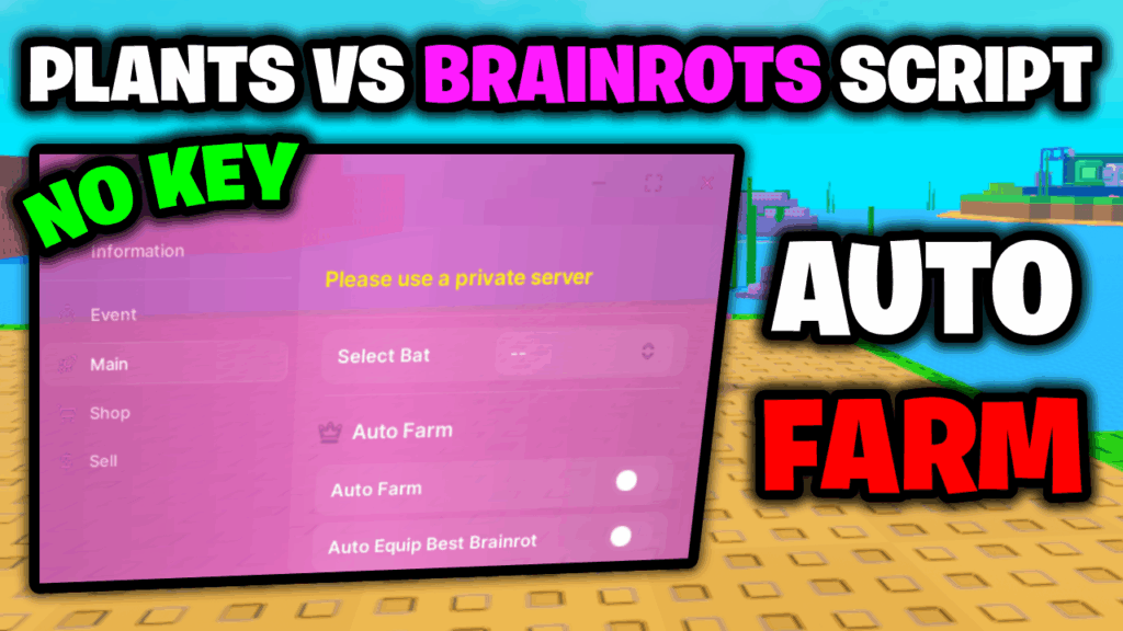 [🔑NO KEY] Plants Vs Brainrots Script – *Auto Farm & More* ROBLOX [Works On Mobile & PC]