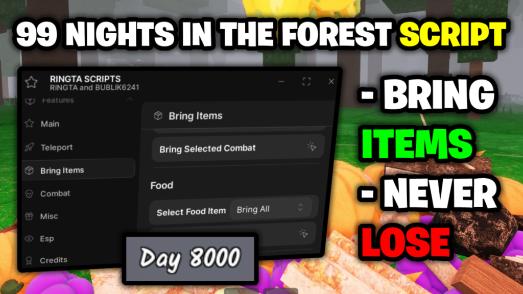 [BEST✅] 99 Nights In The Forest Script – *Bring Items, Kill Aura & More* ROBLOX