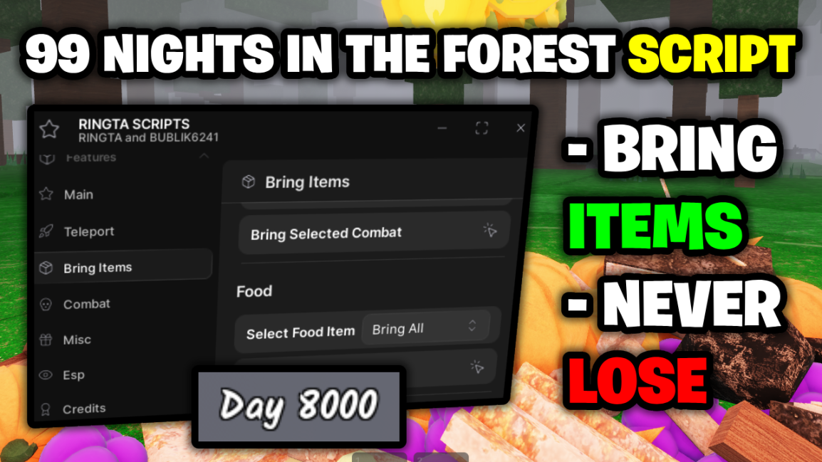 [BEST✅] 99 Nights In The Forest Script – *Bring Items, Kill Aura & More* ROBLOX