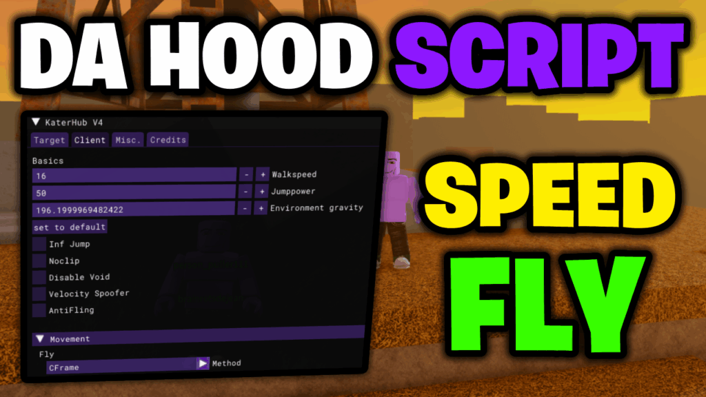 [NO KEY🔑] Da Hood Script – *Speed, Fly & More* ROBLOX [Works On Mobile & PC]